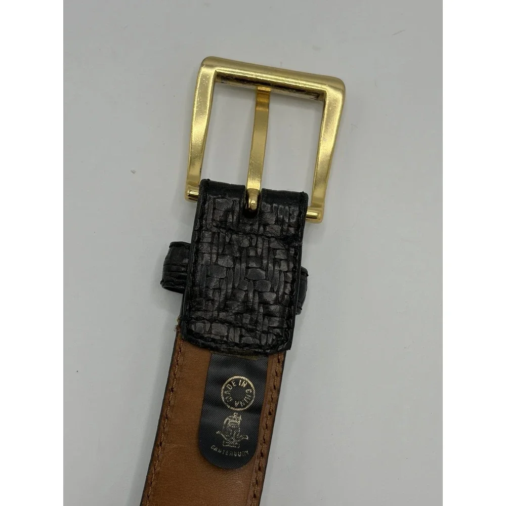 canterbury‎ aniline leather belt black Size 32  Vintage Mens